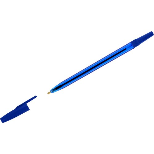 Ручка шариковая СТАММ 049 синяя, 0,7мм, тонированный корпус ручка шариковая стамм 049 синяя 1 0мм белый корпус 50 шт