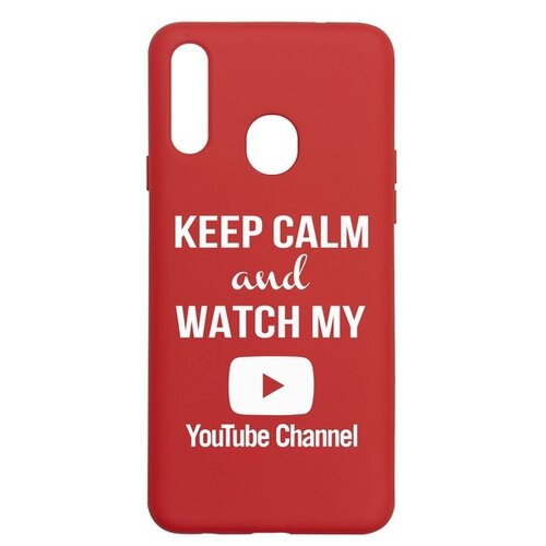 фото Чехол-накладка krutoff silicone case youtube для samsung galaxy a20s (a207) красный krutoff group