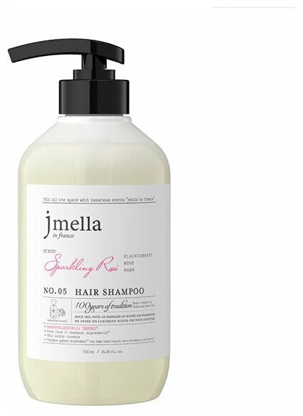 Парфюмированный шампунь для всех типов волос Jmella In France Sparkling Rose Hair Shampoo 500 мл