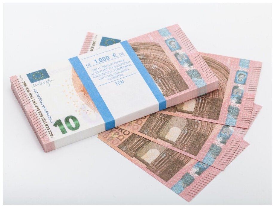 Забавная пачка денег 10 евро, сувенирные деньги для розыгрышей и приколов - фотография № 6