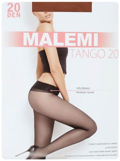 Колготки  Malemi Tango, 20 den, с ластовицей, заниженная талия, размер 3, коричневый