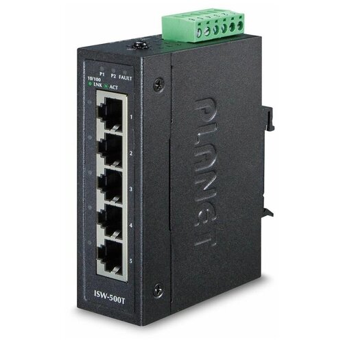 Коммутатор PLANET ISW-500T IP30 Compact size 5-Port 10100TX Fast Ethernet Switch -4075 degrees C 938400₽