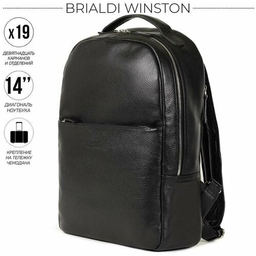 фото Стильный деловой рюкзак с 19 карманами и отделениями brialdi winston (винстон) relief black