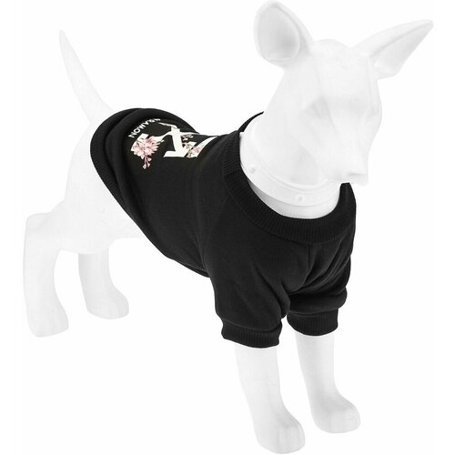 Пэт тойс (Pet toys) Одежда для собаки Толстовка #Ramon с принтом, р-р L, длина спинки 32см/обхват груди 42см/обхват шеи 28см, цвет-черный, полиэстер/флис (Китай)