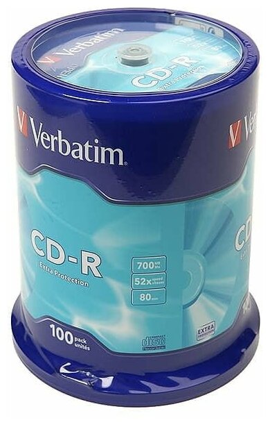 Диски CD-R Verbatim 700Mb 52x CakeBox 100шт (43411)