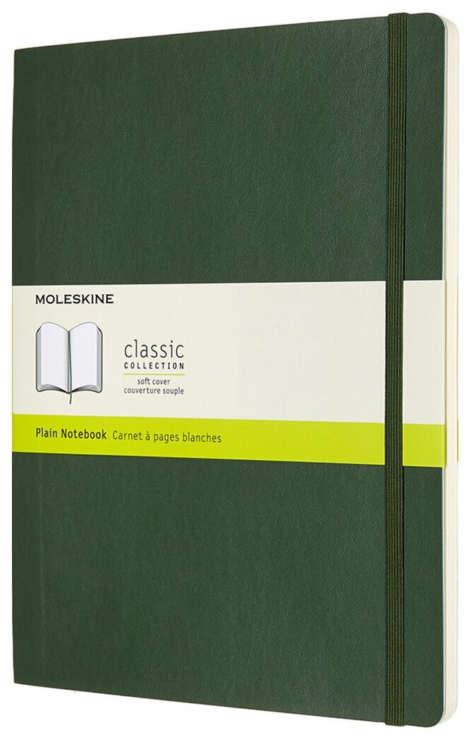 Блокнот Moleskine CLASSIC SOFT XLarge 190х250мм 192стр. нелинованный мягкая обложка зеленый 6 шт./кор. - фото №3