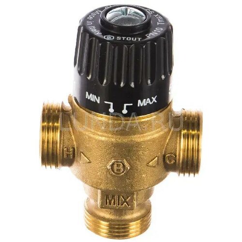 Термостатический смесительный клапан для систем отопления и ГВС 1 НР 30-65°С KV 1,8, STOUT SVM-0125-186525 клапан термостатический прямой stout 1 2