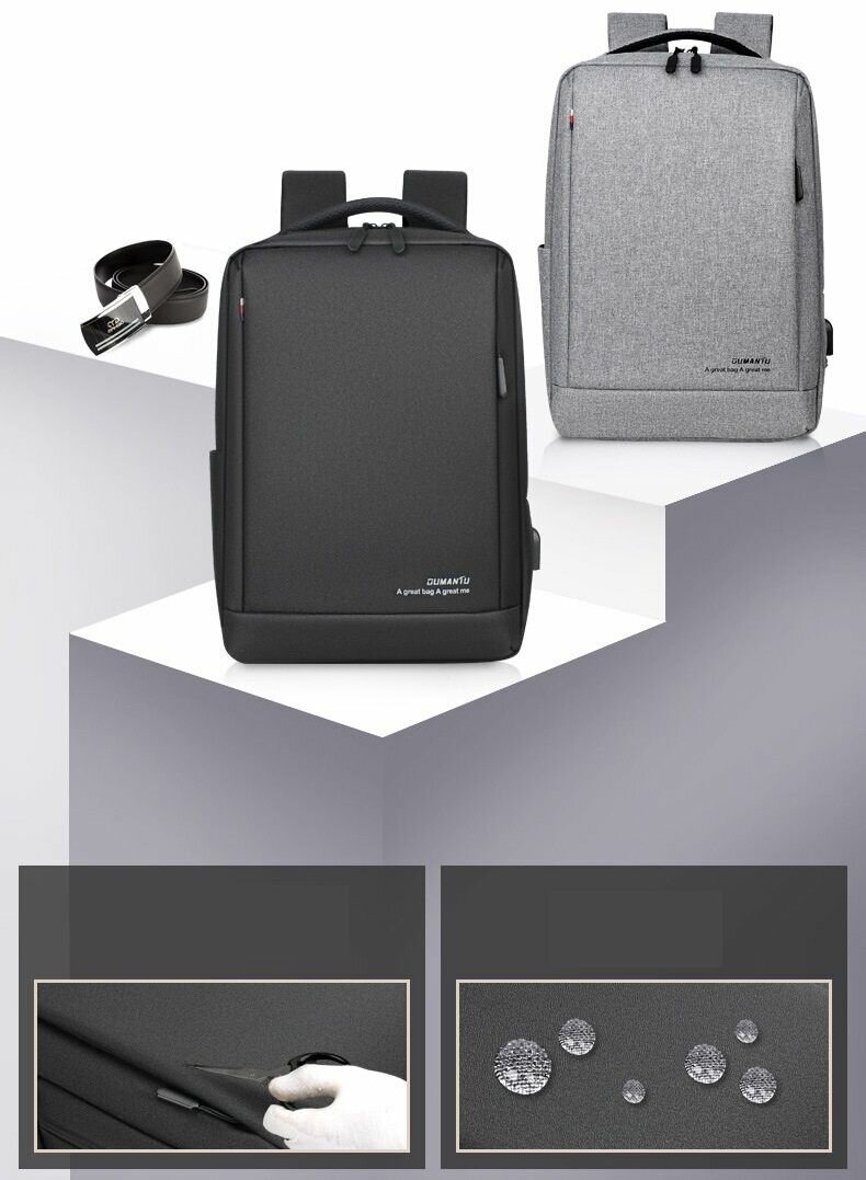 Рюкзак с разъемом USB , серый/ рюкзак для ноутбука 15,6
