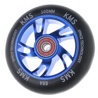 Колесо для трюкового самоката KMS, 100 мм, синее, "двойная звезда" с подшипниками ABEC-9