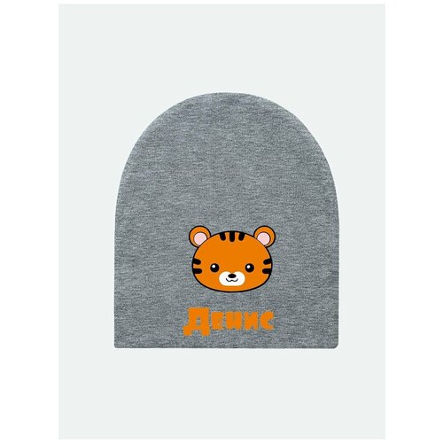 фото Шапка бини валерия мура, размер 116, серый, оранжевый
