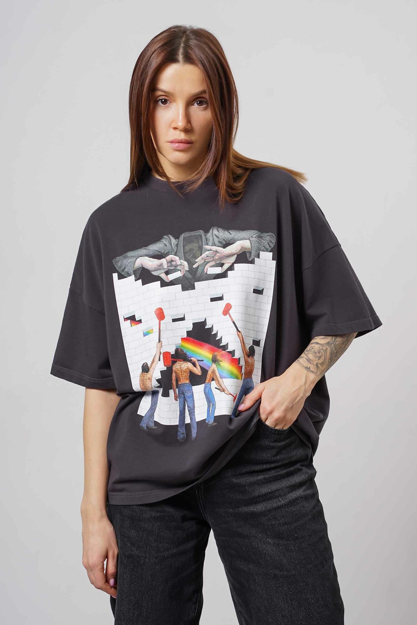 Футболка RETRIKA, размер Standard Oversize, графит