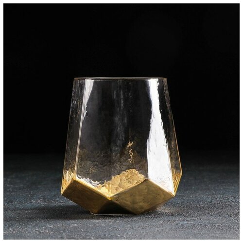 Стакан стеклянный Magistro «Дарио», 450 мл, 10×11,5 см, цвет золотой