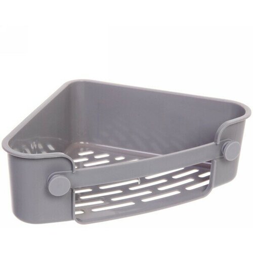 Полка для ванны угловая с липким слоем Стайл серая 26х19х75см 569₽