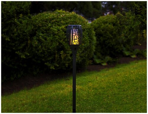 Садовый светильник - фонарь Solar фламенко на солнечной батарее, 36 жёлтых LED-огней с эффектом живого пламени, 57х11.5