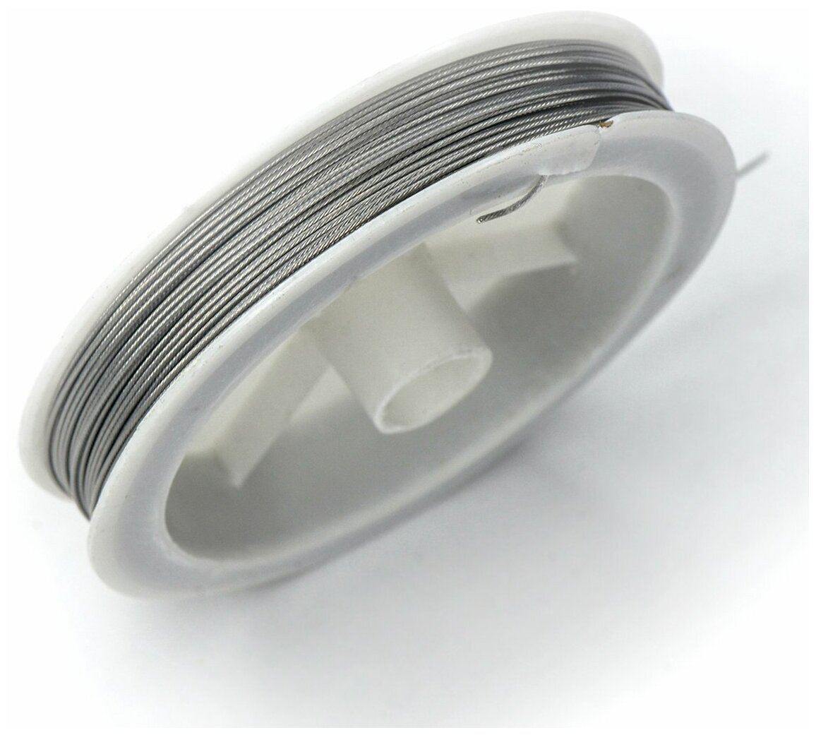 Ювелирный тросик (толщина 0,7 мм) ланка для бус/браслетов 1 бобина по 25 м, цвет серебристый