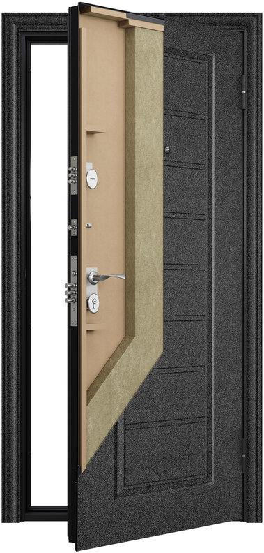 Дверь входная для квартиры Torex Delta PRO 950х2050 правый, тепло-шумоизоляция антикоррозийная защита, замки 4-го и 2-го класса защиты, зеркало,черный - фотография № 5