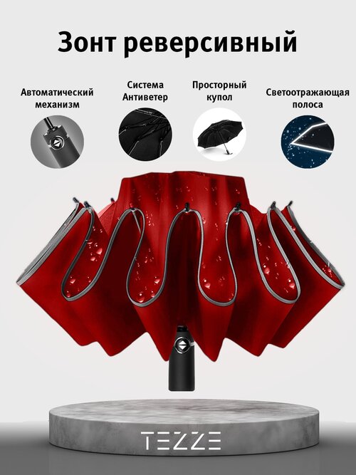 Смарт-зонт TEZZE, красный