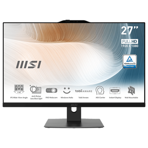 Моноблок MSI Modern AM272P 12M-259XRU 27 Full HD i5 1240P (1.7) 16Gb SSD512Gb Iris Xe noOS GbitEth WiFi BT 120W клавиатура мышь Cam черный 1920x1080 моноблок asus a3202wbak ba110m 21 45 full hd i5 1235u 1 3 8gb ssd512gb uhdg cr noos gbiteth wifi bt 90w клавиатура мышь cam черный 1920x1080