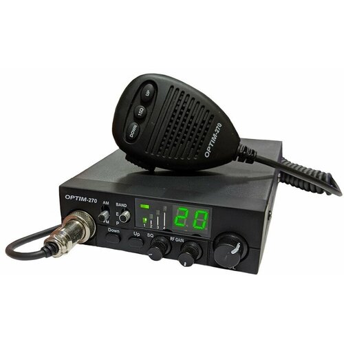 Optim 270, Автомобильная 12-24в радиостанция (рация) СИ-БИ диапазон 27мГц (Новая версия - зеленый экран) 2021г