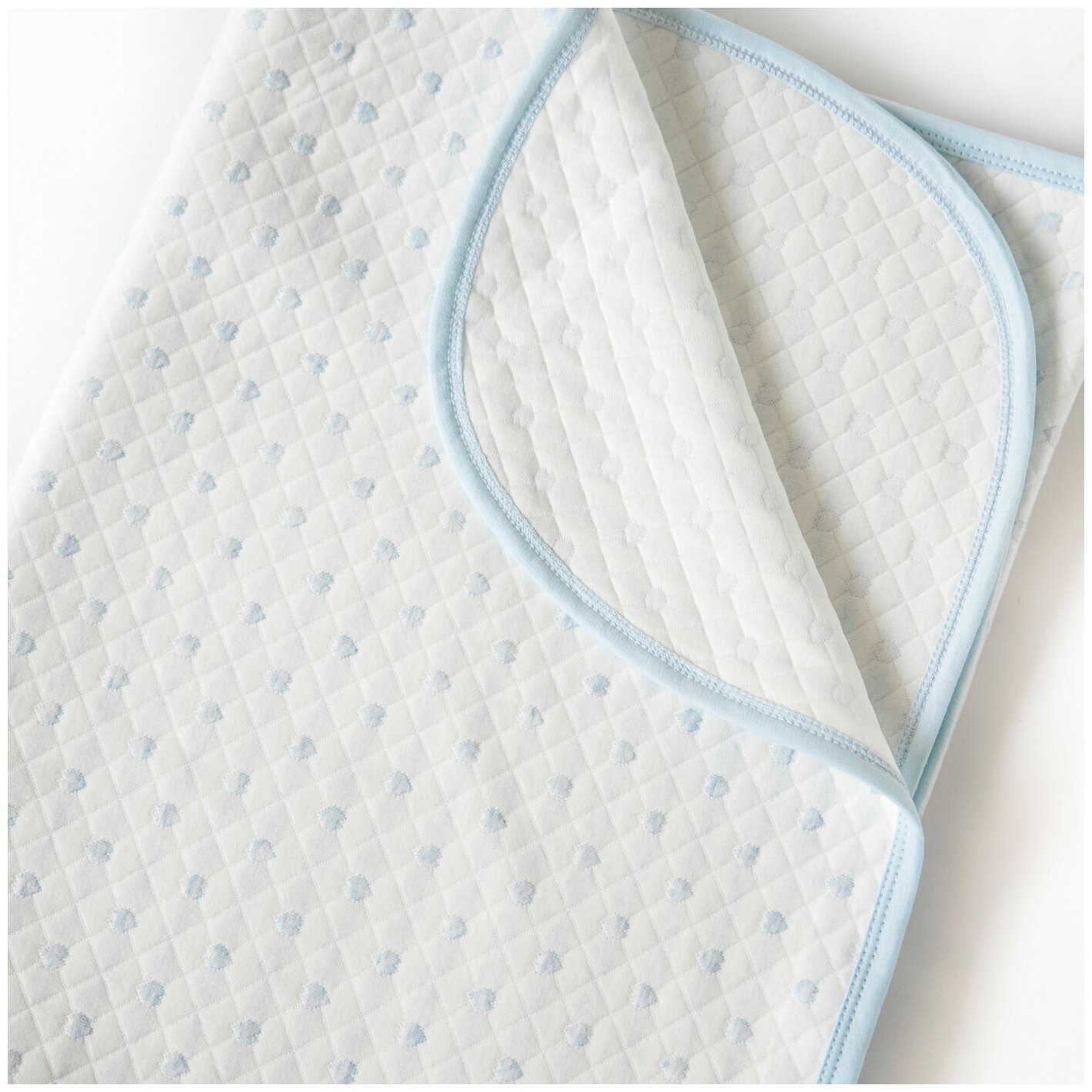 Плед-одеяло стеганое трикотаж, Baby Nice, 100х140, "Сердечки", голубой