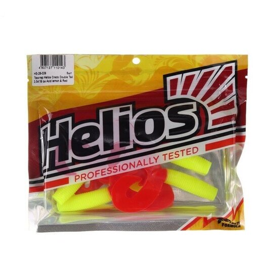 helios твистер helios credo white 8 5 см 7 шт hs 11 001 Твистер Helios Credo Double Tail Acid lemon & Red, 9 см, 5 шт. (HS-28-029)