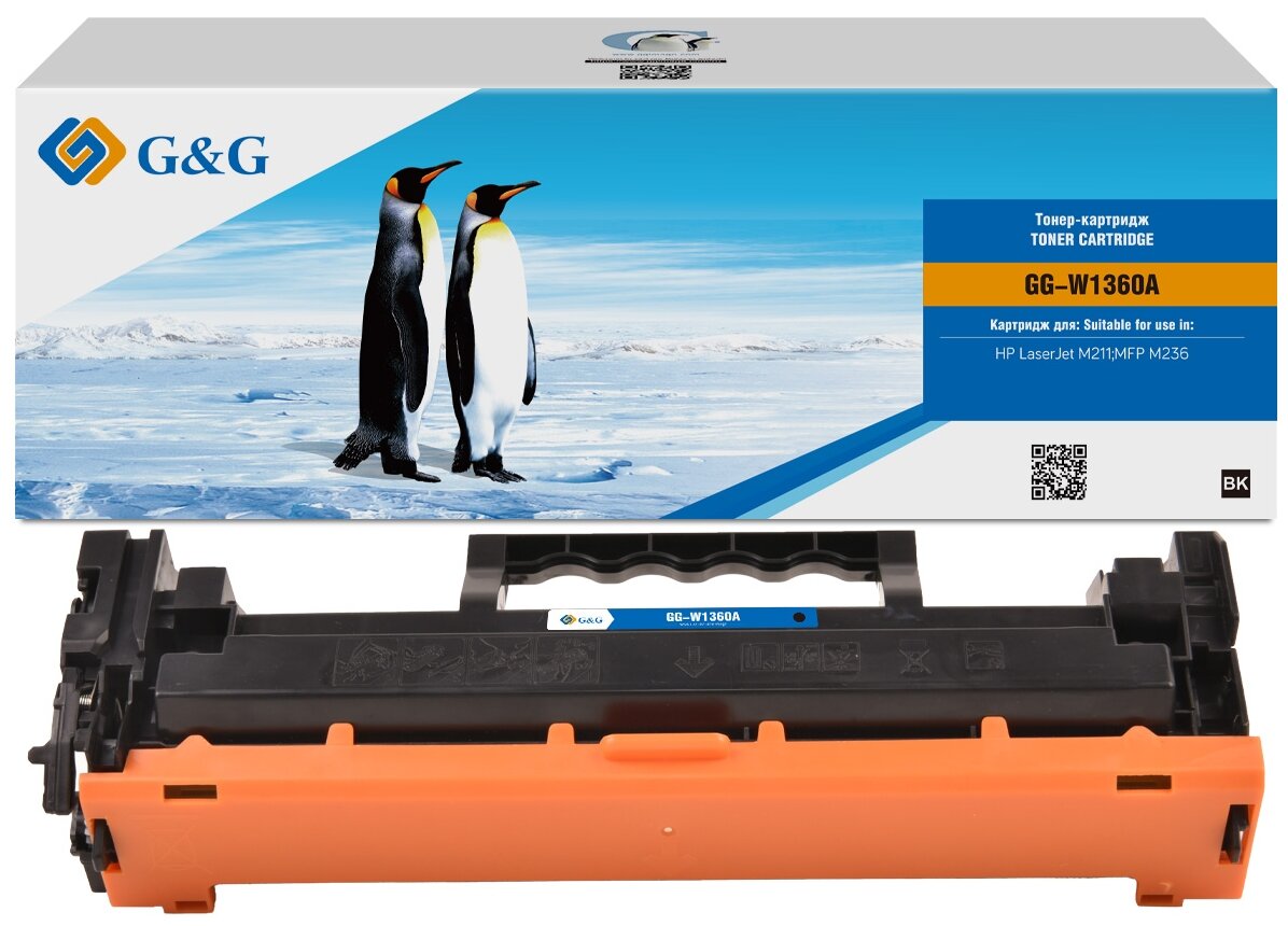 Тонер-картридж G&G 136A черный (1150стр.) для HP LaserJet M211d/209/233/234