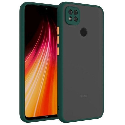 мобильный телефон xiaomi redmi 10a 2 32gb графитовый серый Накладка пластиковая матовая для Xiaomi Redmi 9C / Xiaomi Redmi 10A с силиконовой окантовкой зелёная