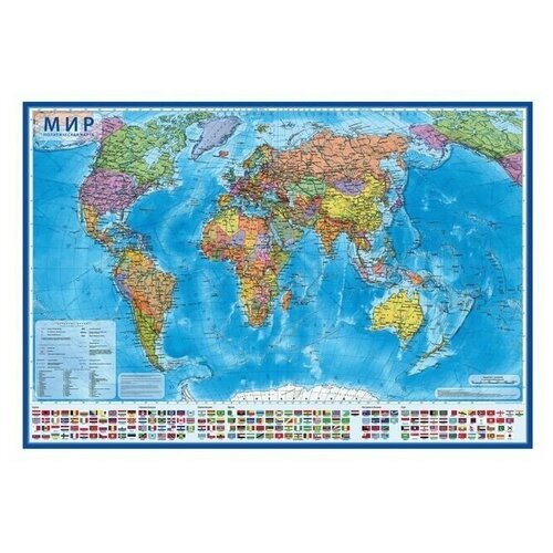 Интерактивная карта мира политическая, 101 х 70 см, ламинированная, в тубусе, 1 шт.