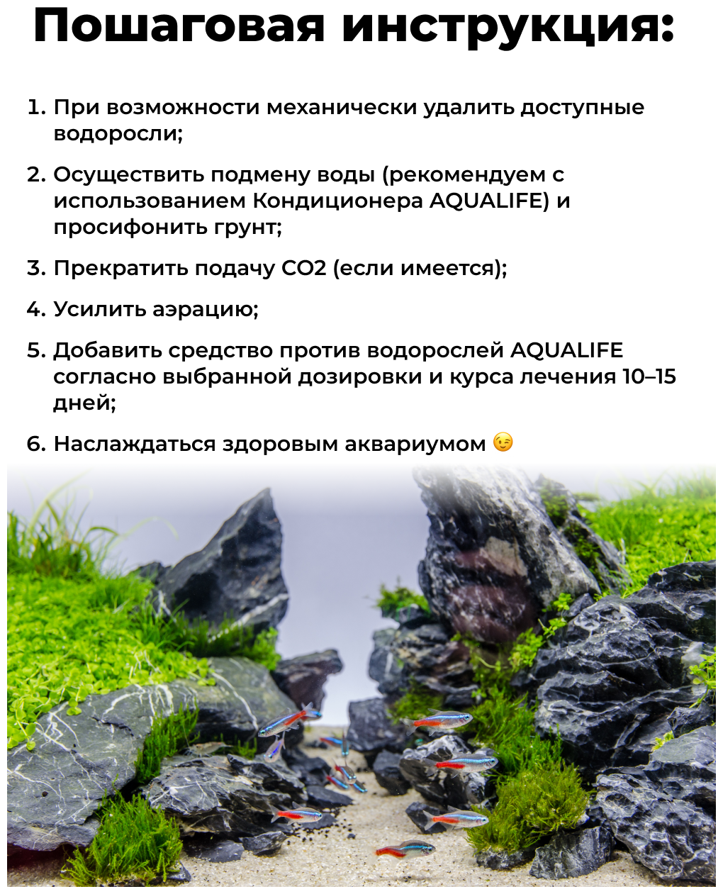 Средство против водорослей Альгицид + CO2 AQUALIFE, 200мл на 2000л - фотография № 4