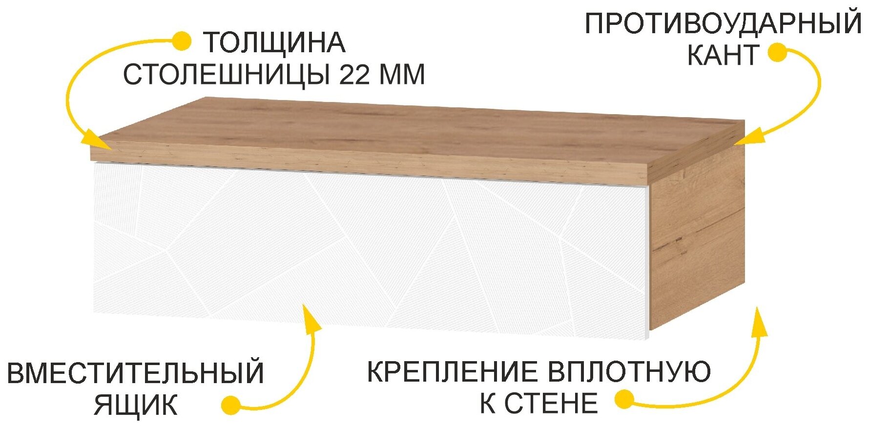 Столик туалетный Орхидея 11 Дуб Бунратти/Белый, 60х36х18 см - фотография № 4