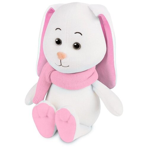 Мягкая игрушка Maxitoys Зайка Снежинка с длинными ушами в шарфе, 20 см, белый/розовый