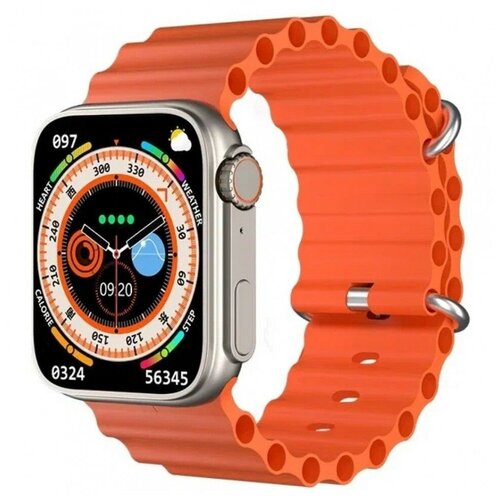 Смарт-часы Watch 8 серии Ultra с беспроводной зарядкой 45mm Wearfit Pro - золотой с оранжевым ремешком 181300₽