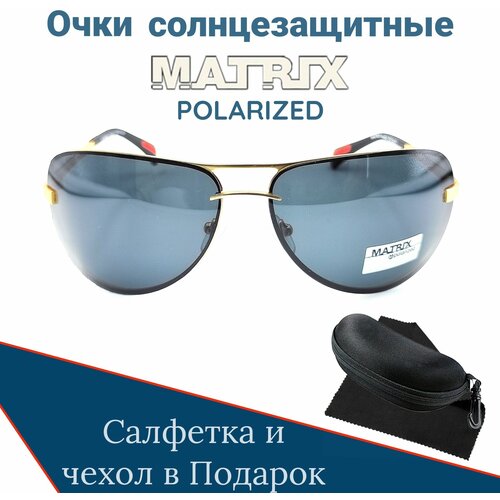 фото Солнцезащитные очки matrix, овальные, оправа: пластик, спортивные, поляризационные, с защитой от уф, черный
