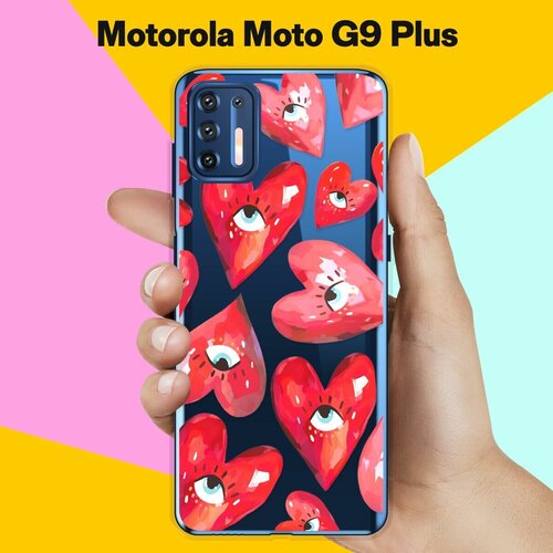 Силиконовый чехол на Motorola Moto G9 Plus Сердца / для Моторола Мото Джи9 Плюс чехол книжка mypads для motorola moto g9 plus моторола мото g9 plus фиолетовый