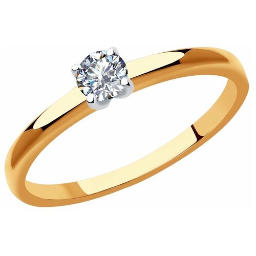фото Кольцо помолвочное diamant online красное золото, 585 проба, бриллиант, размер 18.5