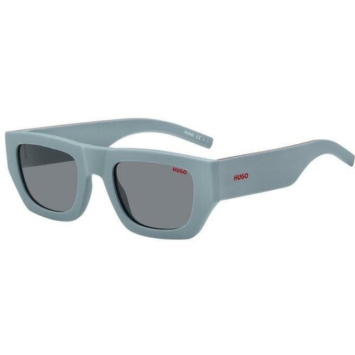 Солнцезащитные очки HUGO, кошачий глаз, оправа: пластик, для мужчин, голубой