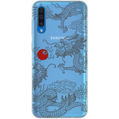 Силиконовый чехол Mcover для Samsung Galaxy A50 с рисунком Японский дракон инь / аниме противоударный чехол с защитой камеры mcover на samsung galaxy a32 с рисунком японский дракон инь аниме