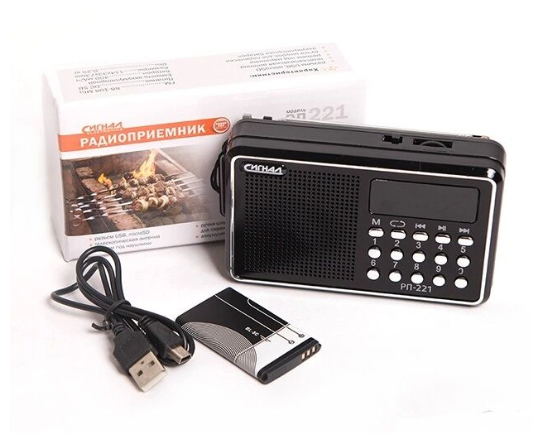 Радиоприемник Сигнал , FM - 88-108 Мгц, акк.400mAh,220V, USB, дисплей,