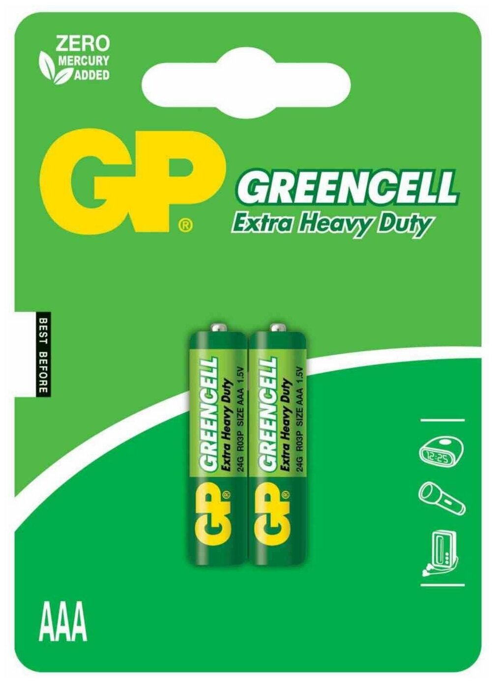 Элемент питания солевой GP Greencell R03 AAA блистер 2 шт