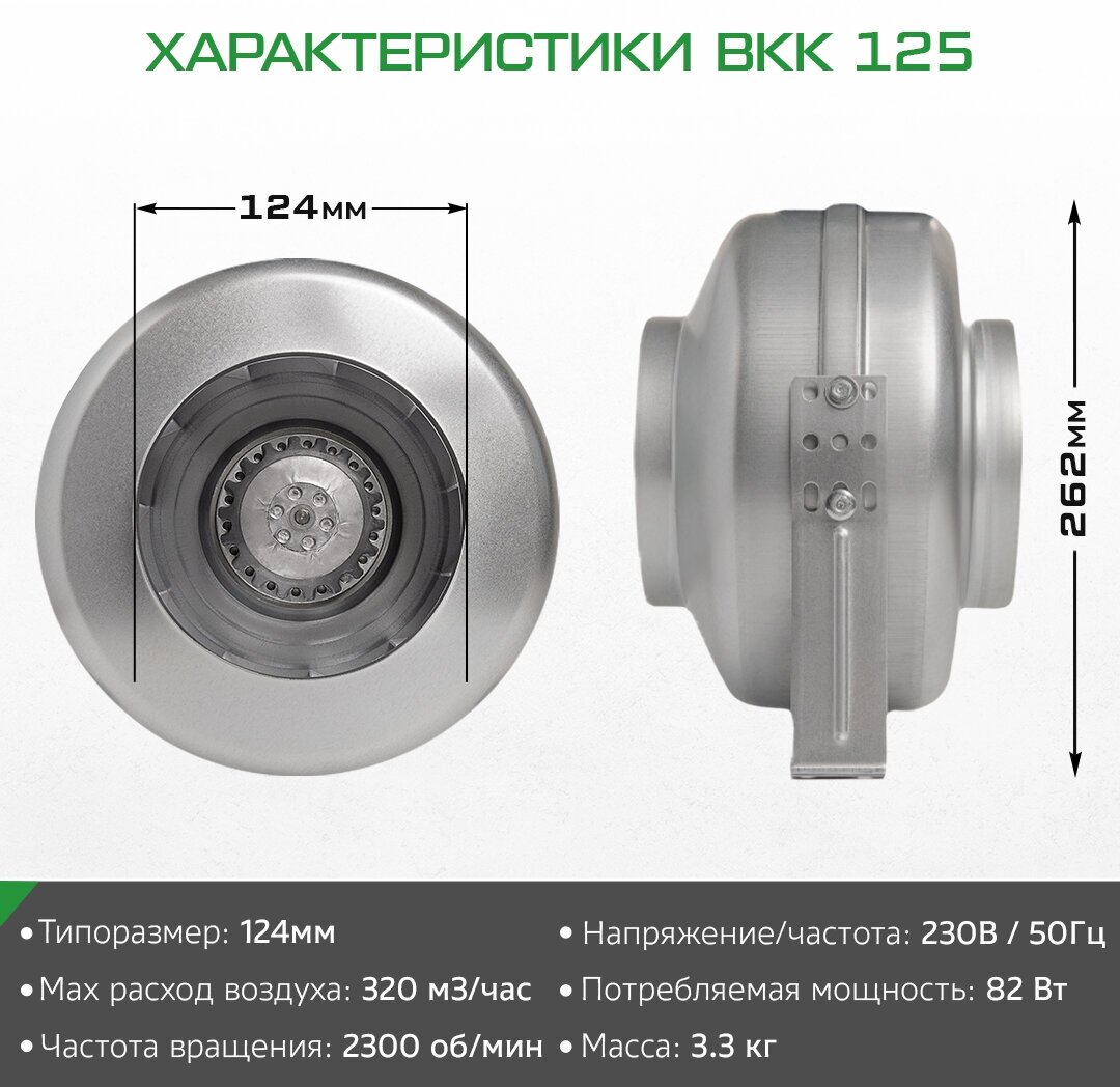 Круглый канальный вентилятор ВКК 125 для вытяжной и приточной вентиляции - фотография № 3