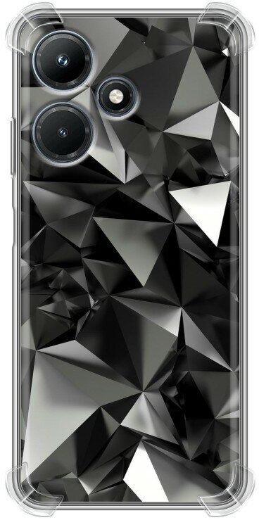 Дизайнерский силиконовый с усиленными углами чехол для Инфиникс Хот 30и / Infinix Hot 30i Черные кристаллы