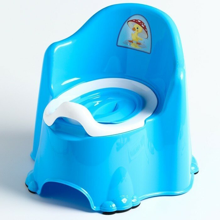 DDSTYLE Горшок детский антискользящий «Комфорт» с крышкой, съёмная чаша, цвет голубой