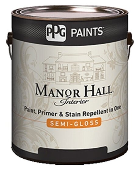 PPG Manor Hall Interior "Semi-Gloss" Краска для стен и потолков (под колеровку, полуглянец, база 87-200, 3,78 л)