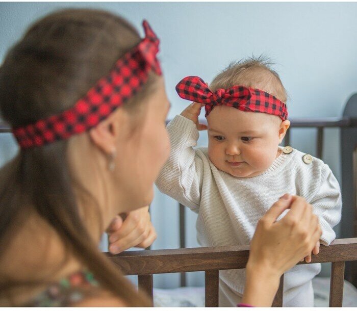 Mum&Baby Набор повязок на голову для мамы и дочки «Клеточка», 2 шт.