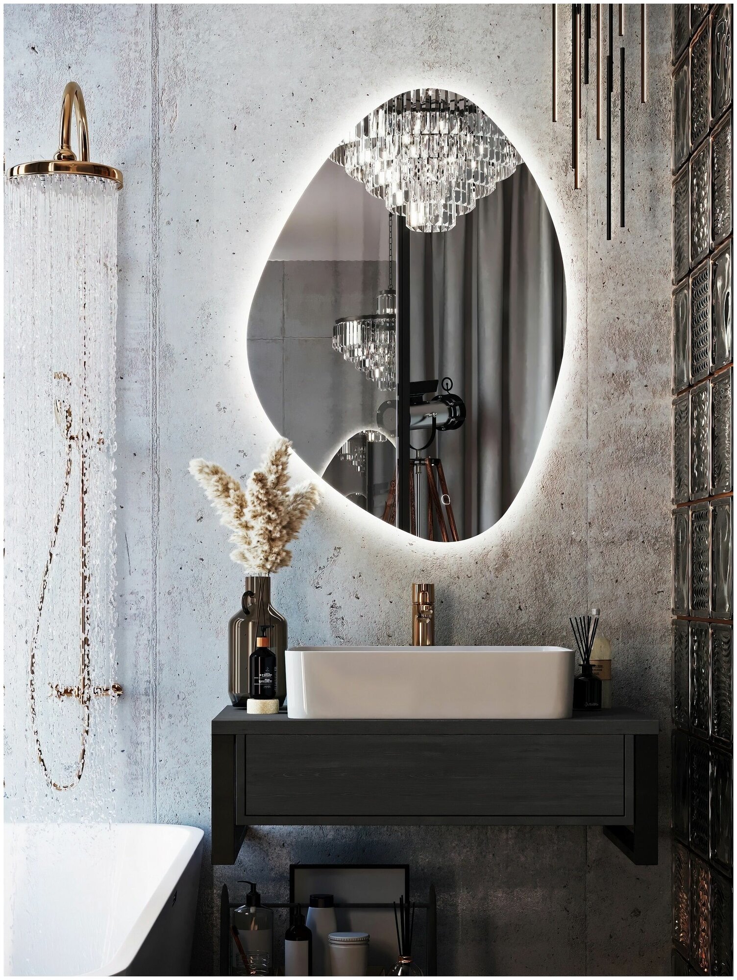 Зеркало для ванной Дижон с подсветкой 60x85 см цвет серый - фотография № 1