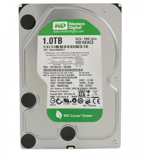 Жесткий диск Western Digital WD10EACS 1Tb SATAII 3,5" HDD