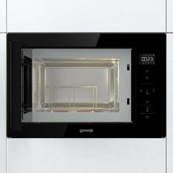 Микроволновая печь встраиваемая Gorenje BM251SG2BG с грилем и таймером, Цифровой дисплей, Приготовление на разных уровнях мощности, черная