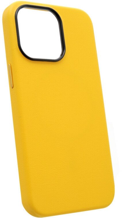 Чехол с MagSafe для iPhone 15 Pro Max Кожаный (Leather Co)-Жёлтый