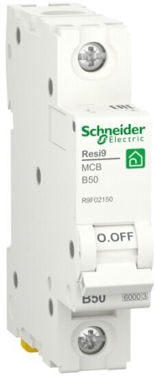 Автоматический выключатель Systeme Electric (schneider Electric) SCHNEIDER ELECTRIC RESI9 (АВ) B 50А 1P 6000А, R9F02150