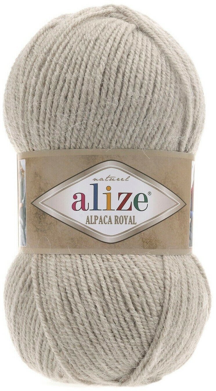 Пряжа Alize Alpaca Royal -1 шт, 512 светлый серобежевый, 250м/100г, 30% альпака, 15% шерсть, 55% акрил /ализе альпака роял/